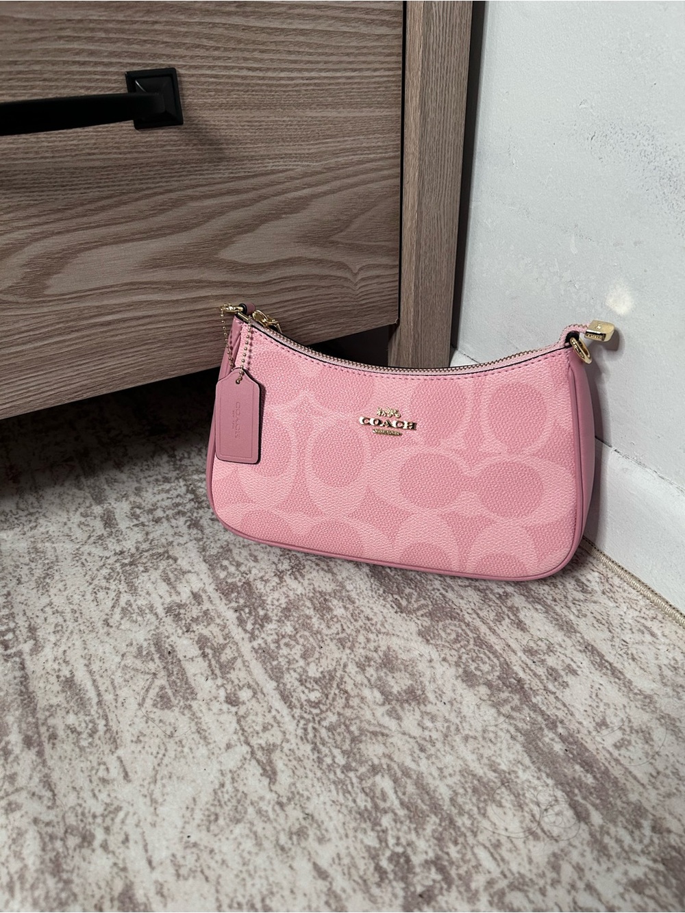 Coach Pink Signature Mini Shoulder Pouch